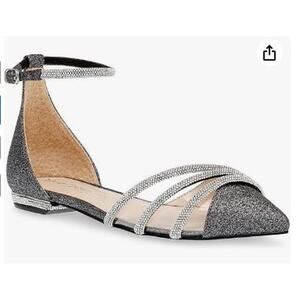 NIB Betsey Women's Elsah Ballet Flat, Black  Sandals Womens size 7.5